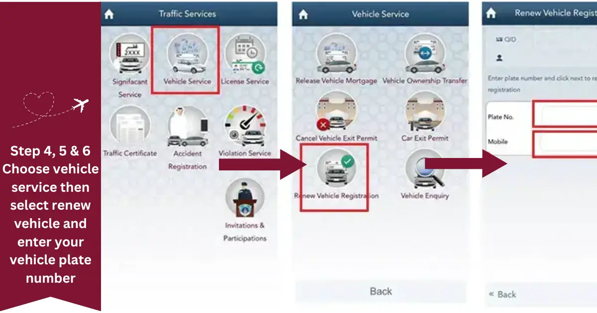 Choose vehicle service and enter chassis no for istimara renewal 