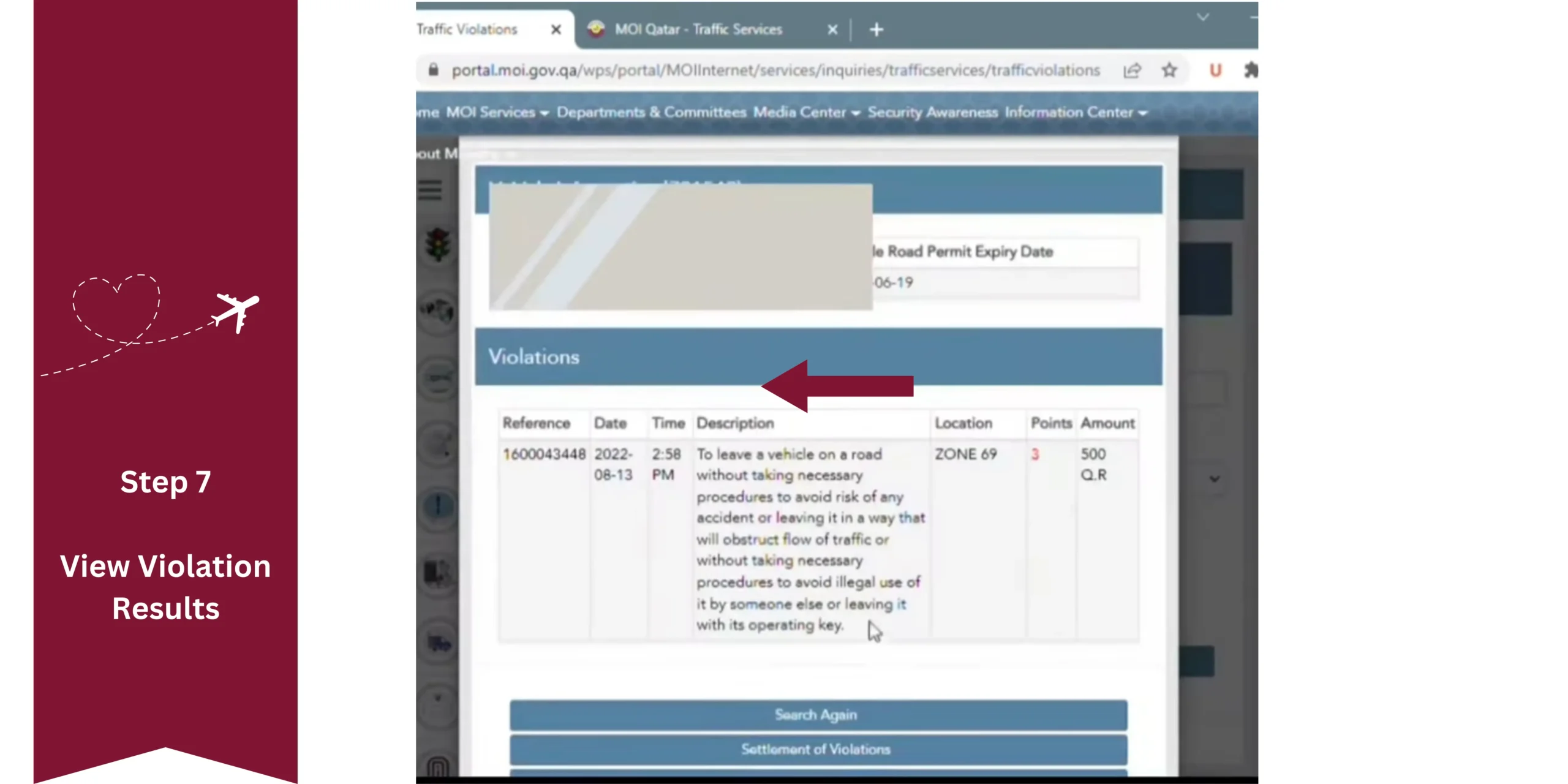 Check MOI Qatar traffic Violations