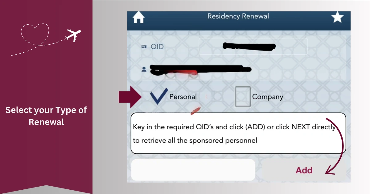 Select type of QID renewal