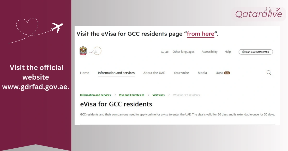 Go to the GDRFA Smart Services site and click the face icon at the top right.