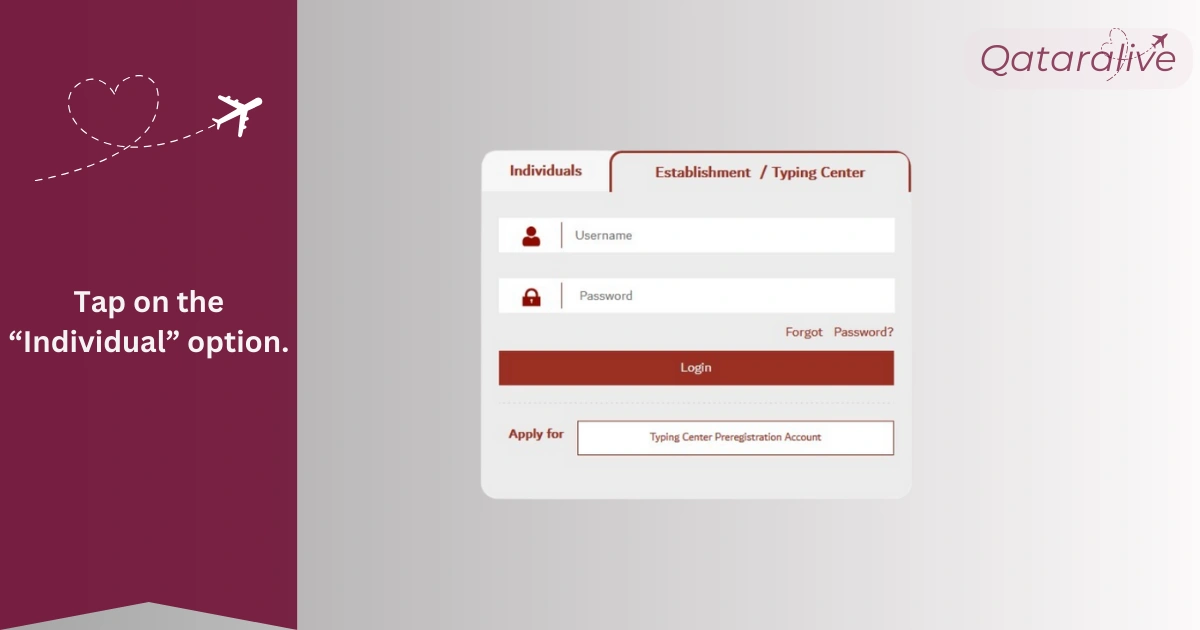 Choose Individual (not Establishment/Typing Centre) and click Register Now.