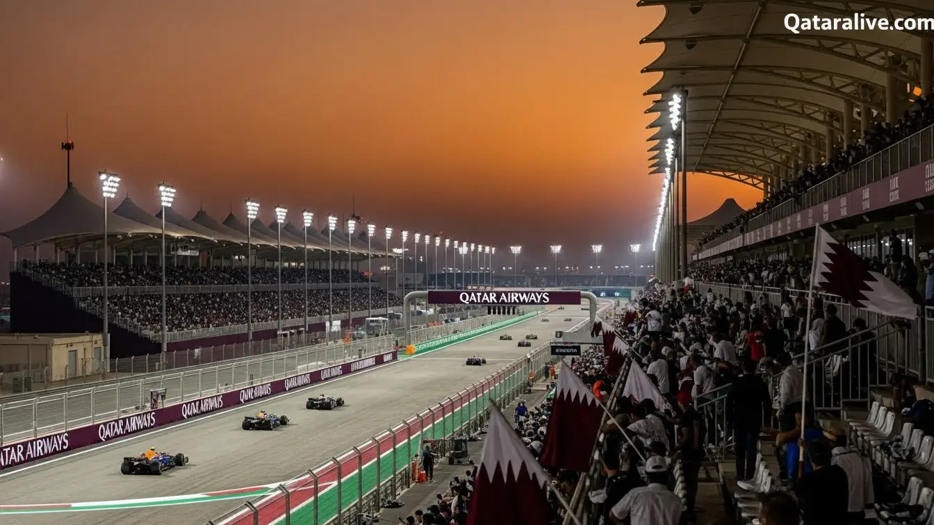 Formula 1 Qatar Airways Qatar Grand Prix 2025 | Guide 1 Lusail International Circuit at night during Formula 1 Qatar Airways Qatar Grand Prix 2025