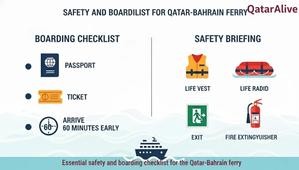 Qatar-Bahrain Ferry: Timing, Ticket Prices | Travel Guide 4 Essential safety and boarding checklist for the Qatar-Bahrain ferry