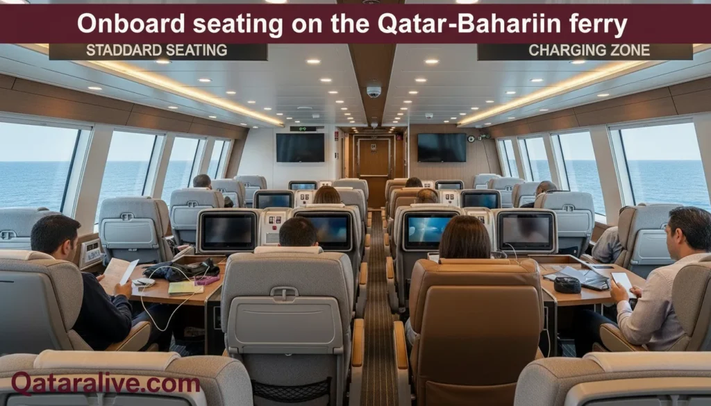 Qatar-Bahrain Ferry: Timing, Ticket Prices | Travel Guide 3 Onboard seating on the Qatar-Bahrain ferry QatarAlive