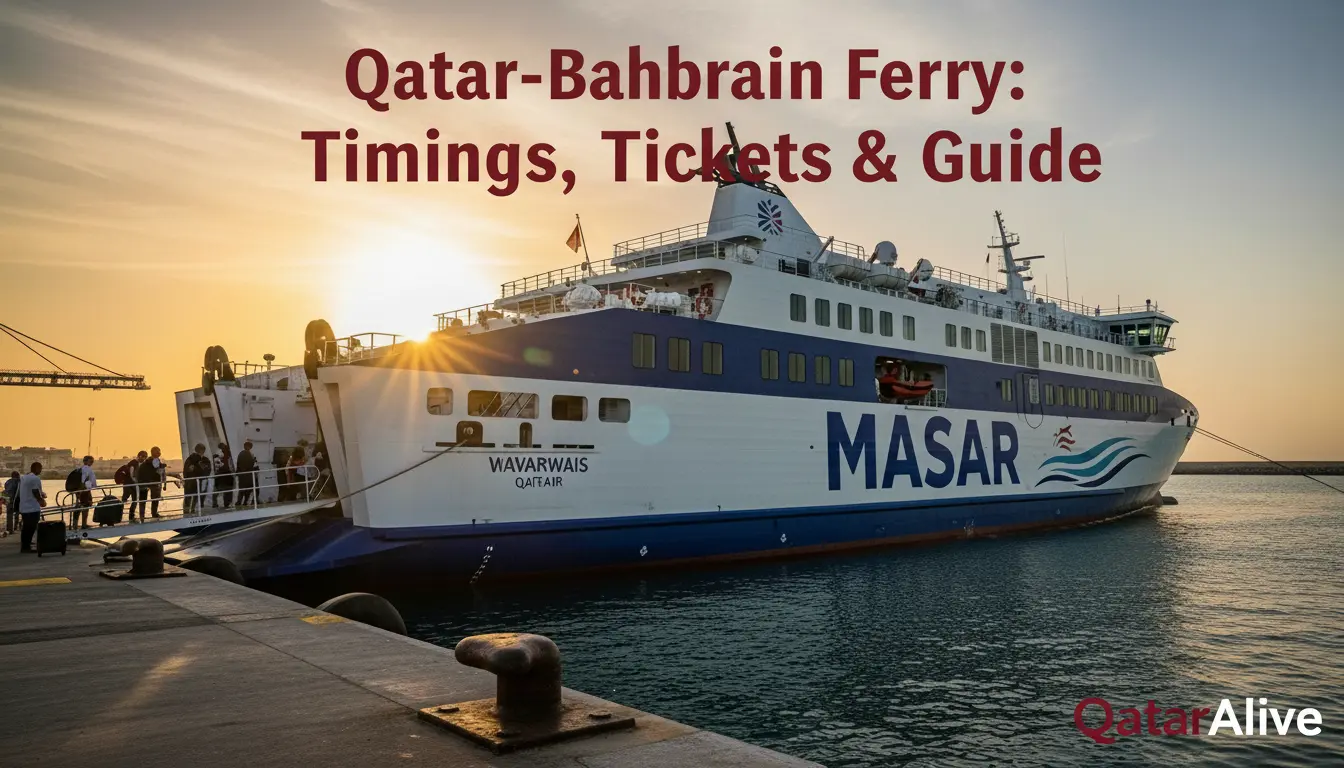 Qatar-Bahrain Ferry: Timing, Ticket Prices | Travel Guide 1 Passenger ferry docked at Al-Ruwais Port for the Qatar-Bahrain ferry