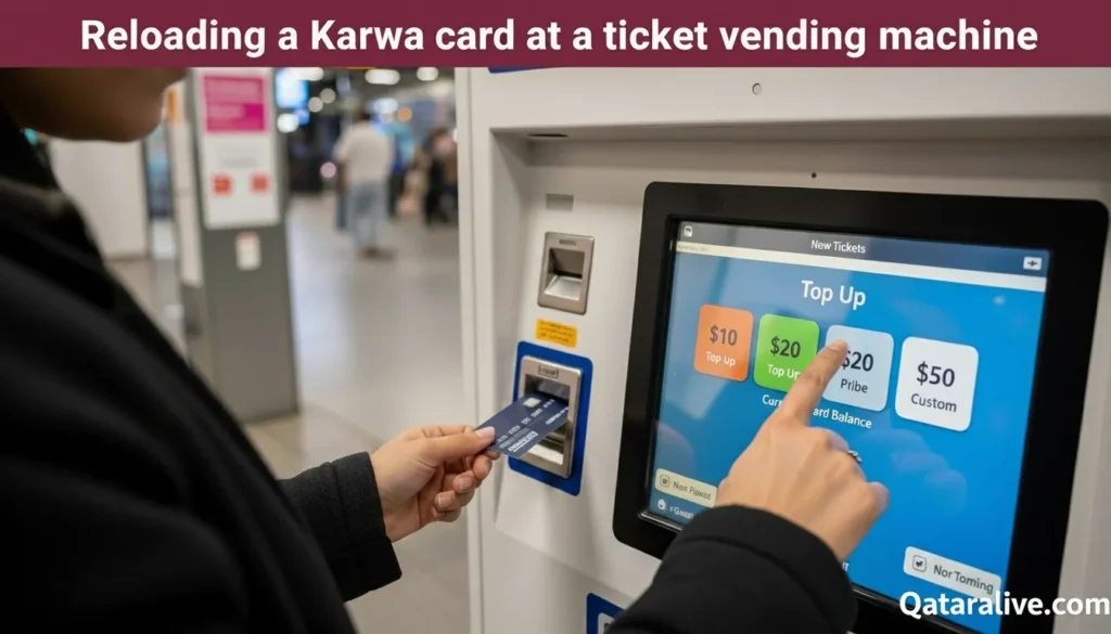 Reloading Karwa card at a ticket vending machine Doha Qatar