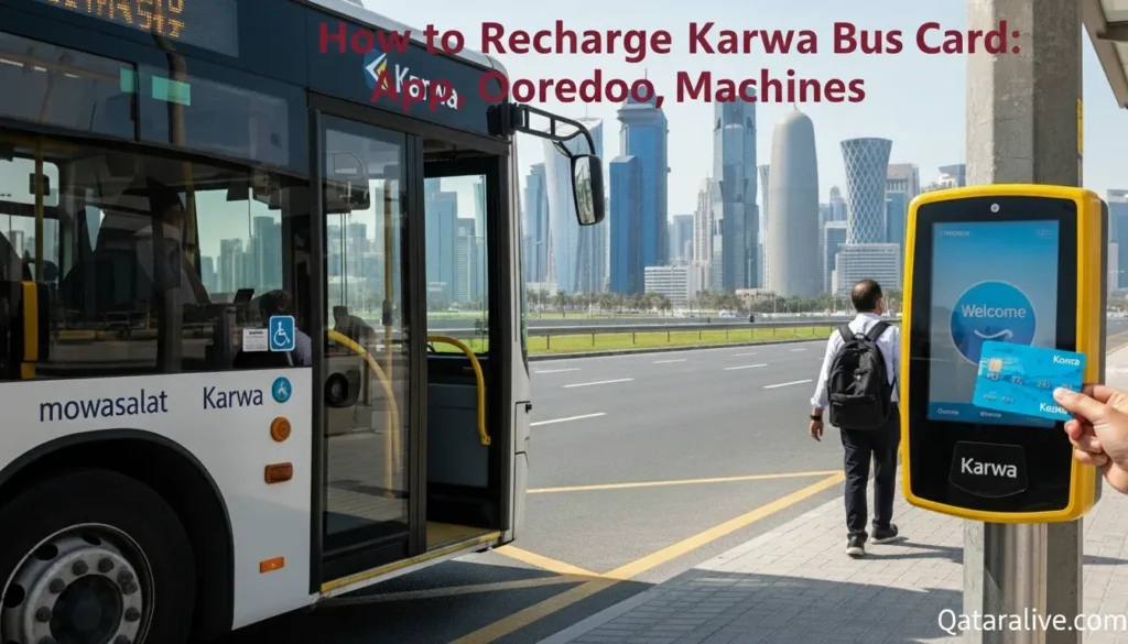 Rider preparing to recharge and use a Karwa bus card in Doha Qatar - QatarAlive.com