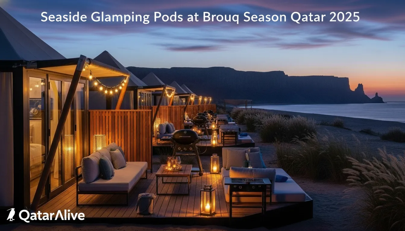 Seaside glamping pods at Brouq Season Qatar 2025