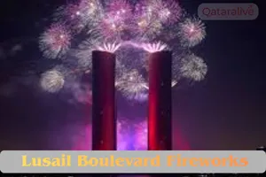 Public fireworks display at Lusail Boulevard for New Year 2026 Qatar Doha