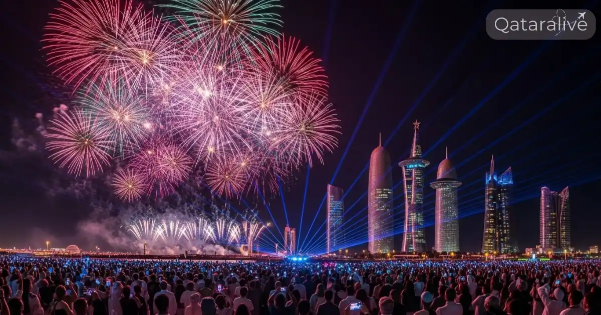 Public fireworks display at Lusail Boulevard for New Year 2026