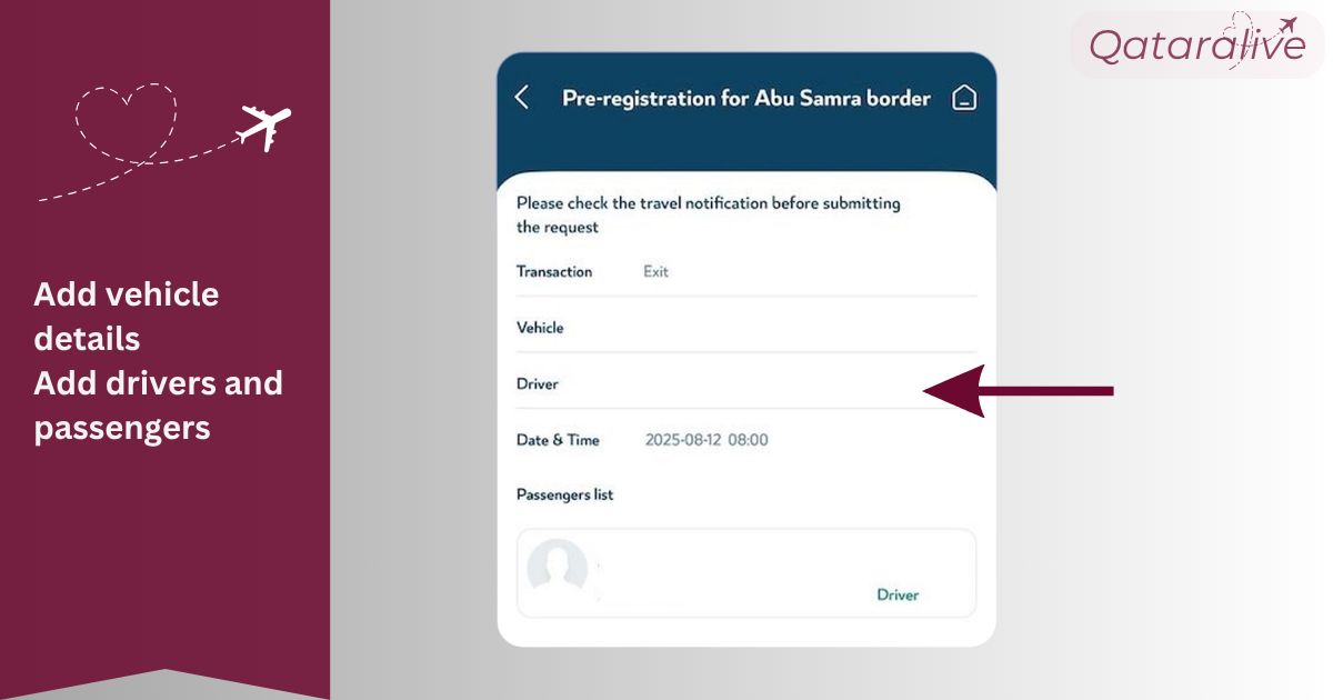 Add vehicle details Add drivers and passengers