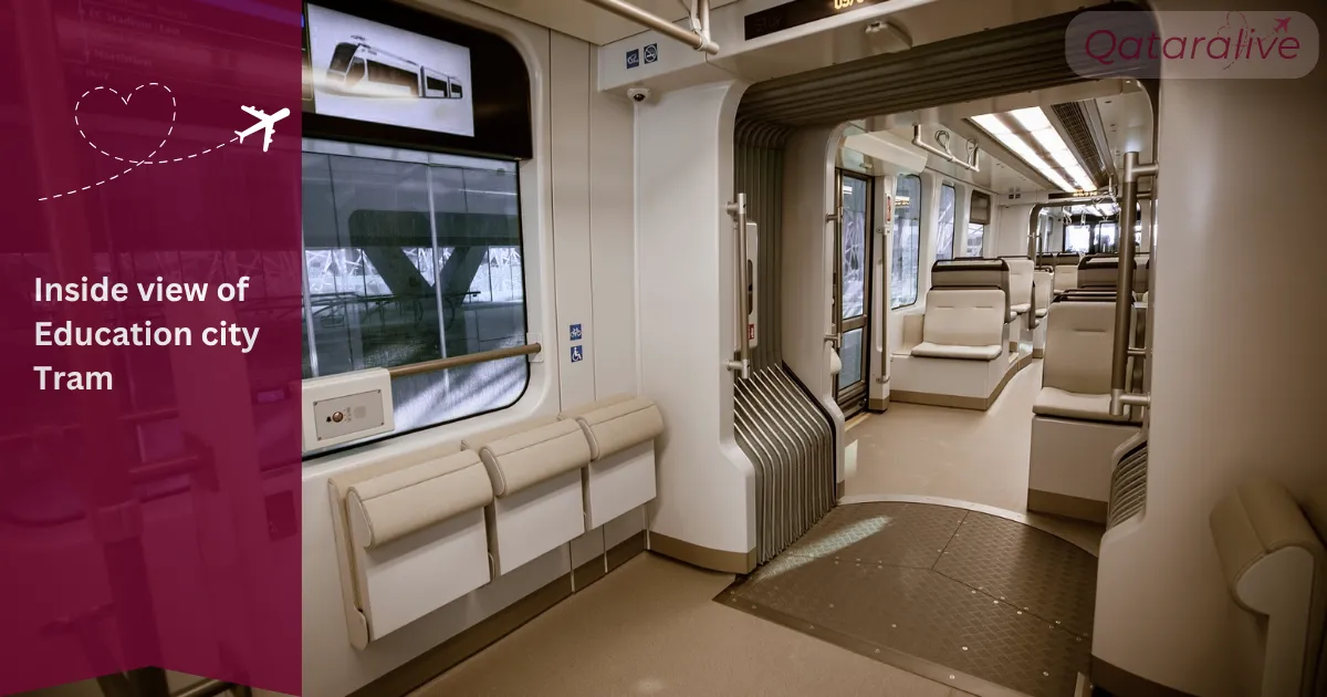 Accessibility Features in Tram Inside view of Education city Tram
