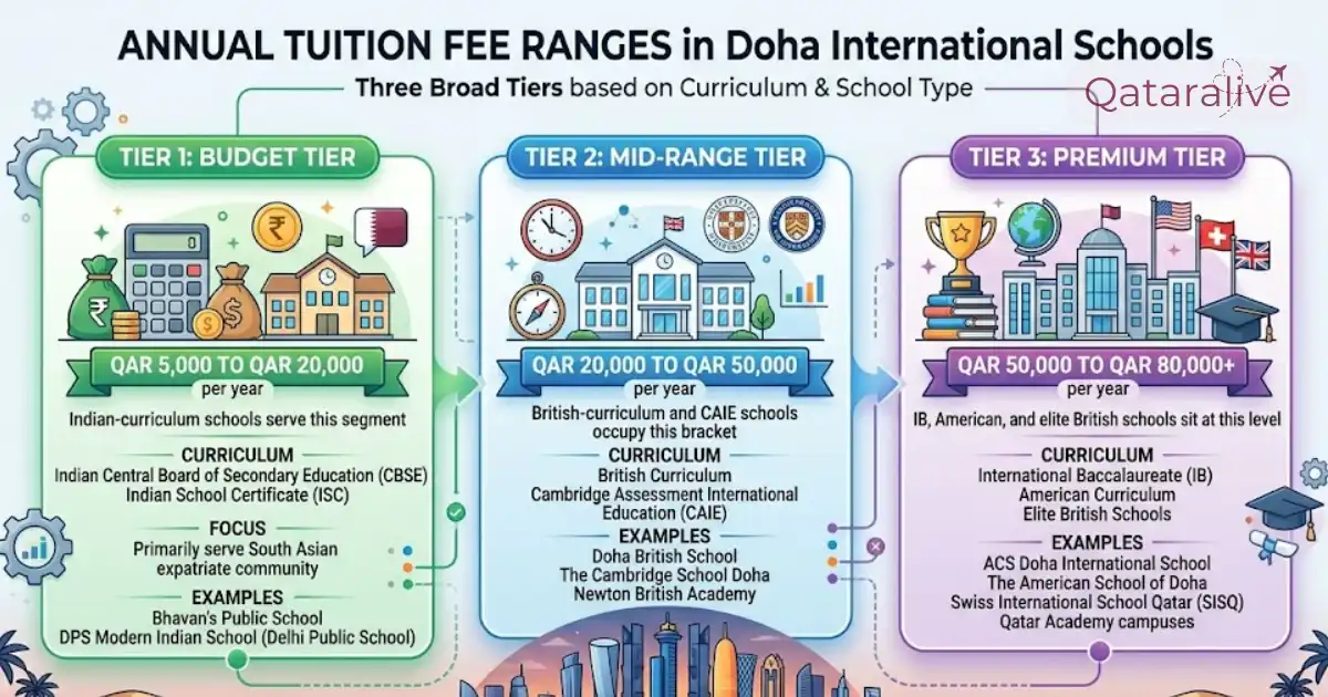 International School Fees in Doha: Qatar New School Fee Policy 2026 4 Tuition Fee Ranges by School Level Qatar 2026