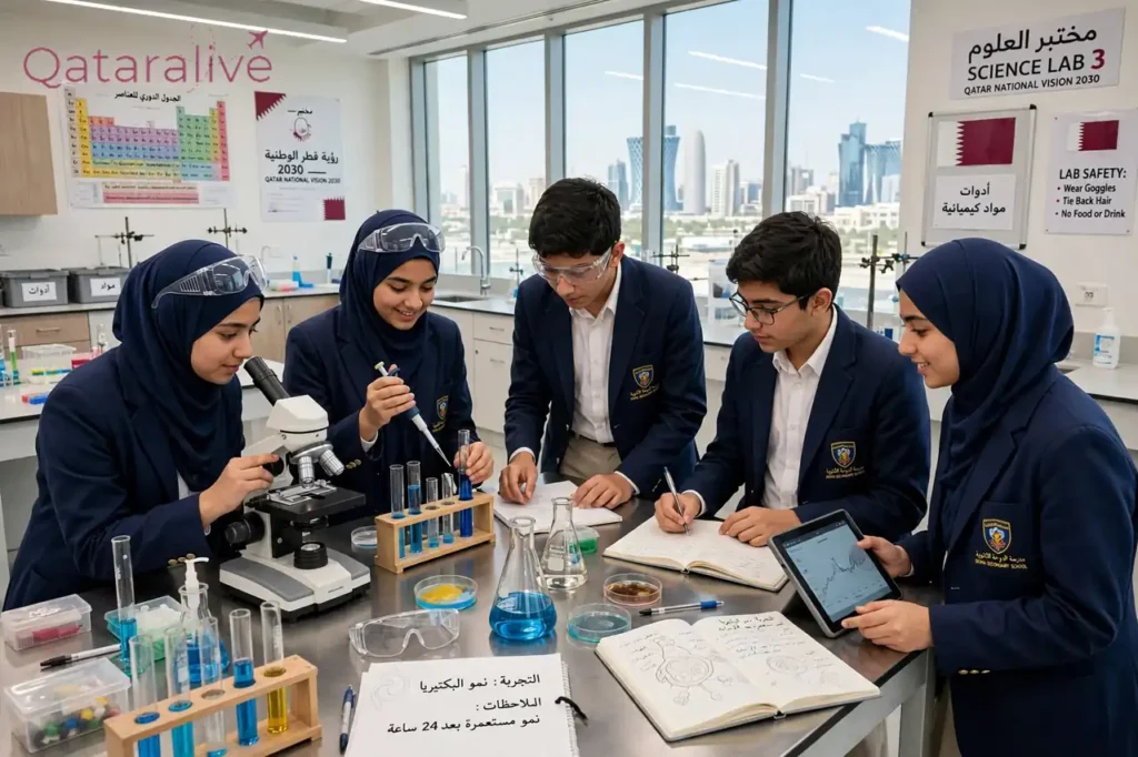 Qatar Education Excellence Award 2027: How to Apply, Categories and Key Dates 2 Students working in a school science laboratory in Qatar