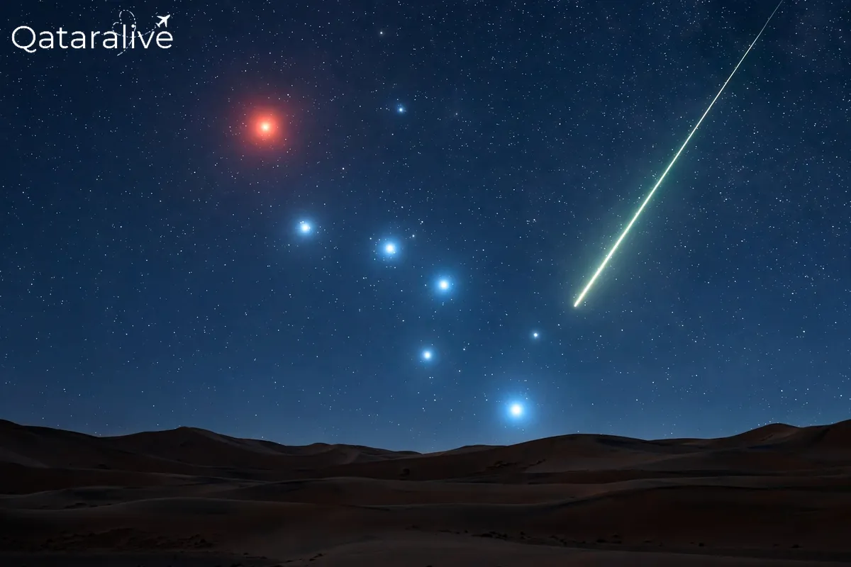 Orionid Meteor Shower in Qatar 2026: Best Time and Places to Watch Tonight 3 The Orion constellation rising in the eastern night sky over Qatar - Orionid Meteor Shower in Qatar