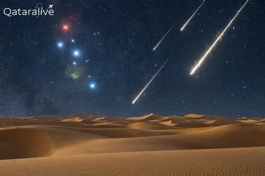 Orionid meteor shower streaking over the Qatar desert at night - QatarAlive